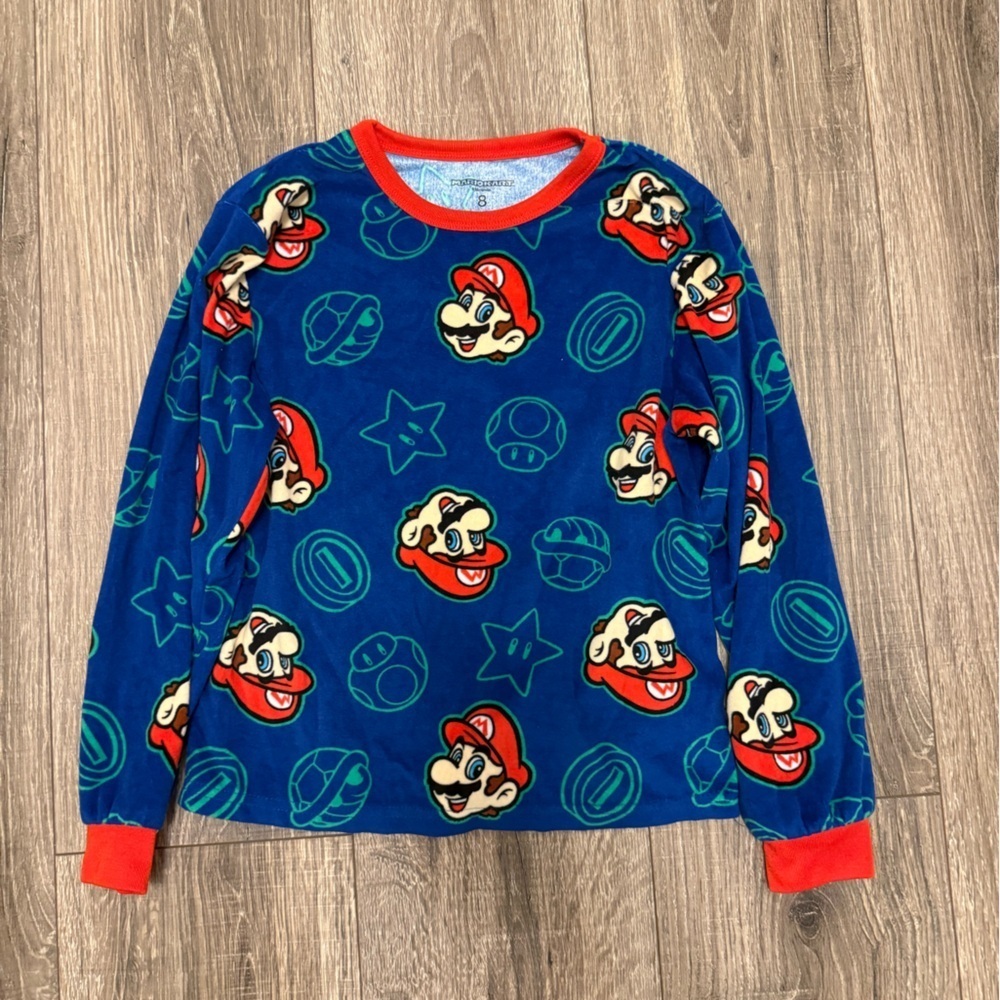 Mario Kart Boys Long Sleeve Pajama Top Size 8